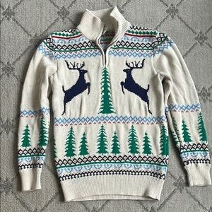 J. Crew Crew Cuts Moose Fair Isle 1/4 Zip Sweater